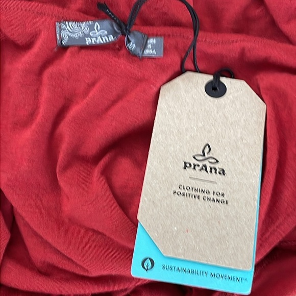 Prana Red Tencel Midi Dress NWT M Scoop Neck - Picture 5 of 6